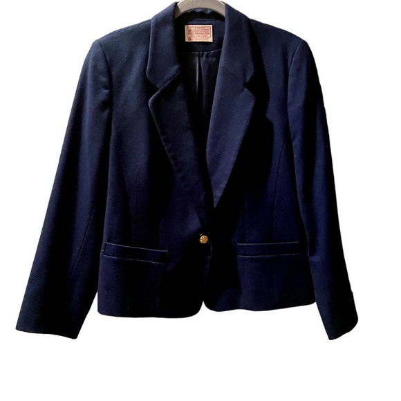 Vintage Pendleton Wool Navy Blue Blazer - Picture 1 of 4